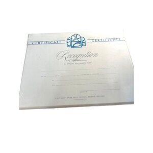 Church Certificate of Recognition Blank Certificates Pack of 6 New Sealed Packag